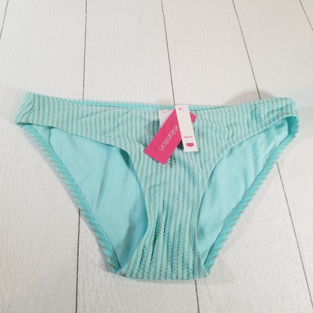 Xhilaration Hipster Bikini Bottom Ribbed Light Blue & Gray
